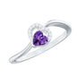 Real 0.9 Carat Amethyst Heart Promise Ring with Diamond