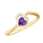 Real 0.9 Carat Amethyst Heart Promise Ring with Diamond
