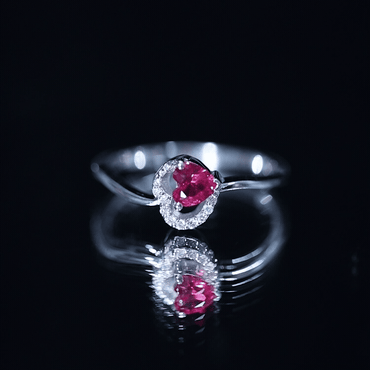 Heart Shape Lab Grown Ruby and Diamond Twisted Promise Ring
