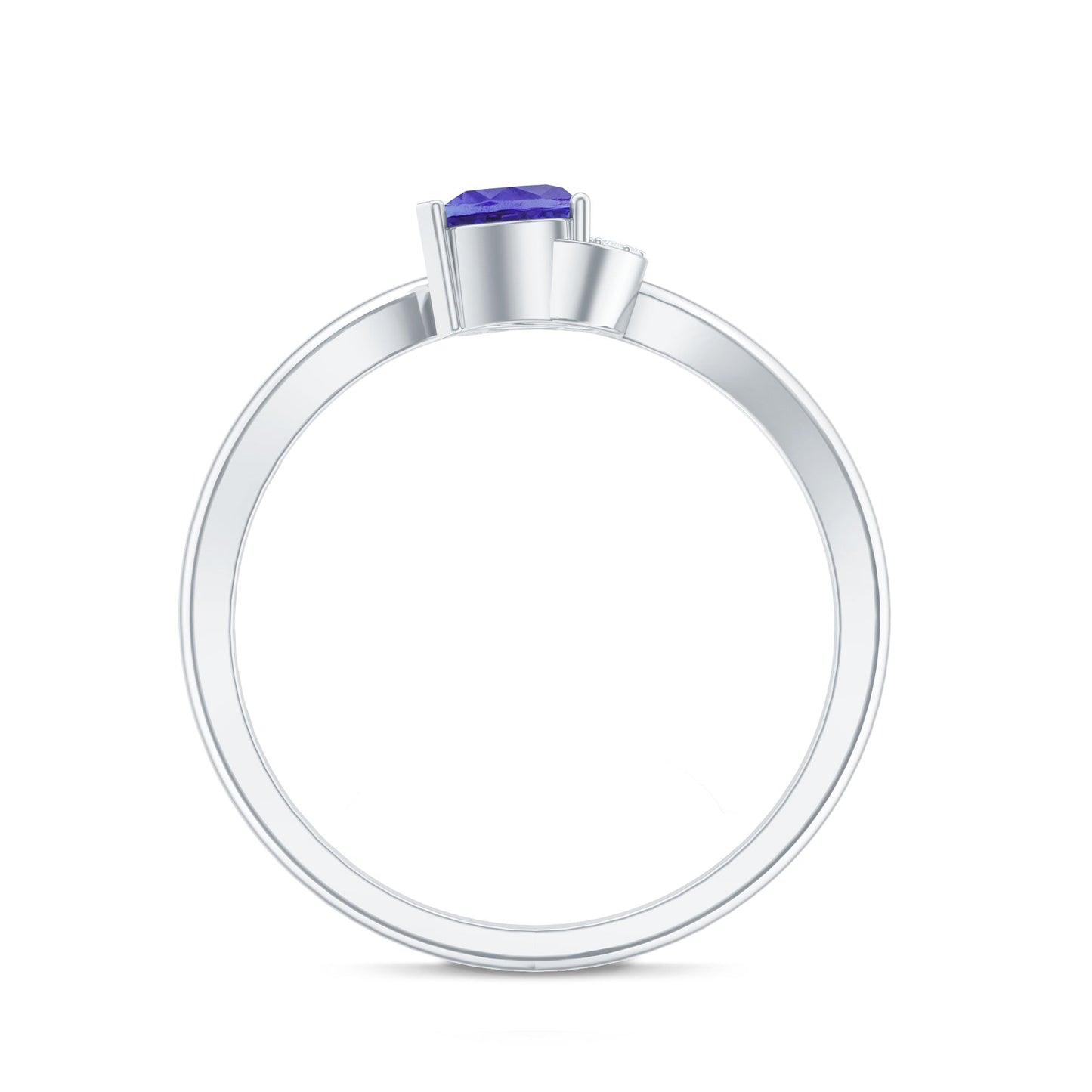Natural Heart Shape Tanzanite Diamond Promise Ring for Valentines