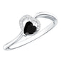 Genuine Black Onyx and Diamond Heart Promise Ring
