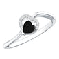 Natural Black Spinel Heart Promise Ring with Diamond