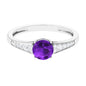 Natural 1.2 Carat Amethyst Engagement Ring with Diamond for Women