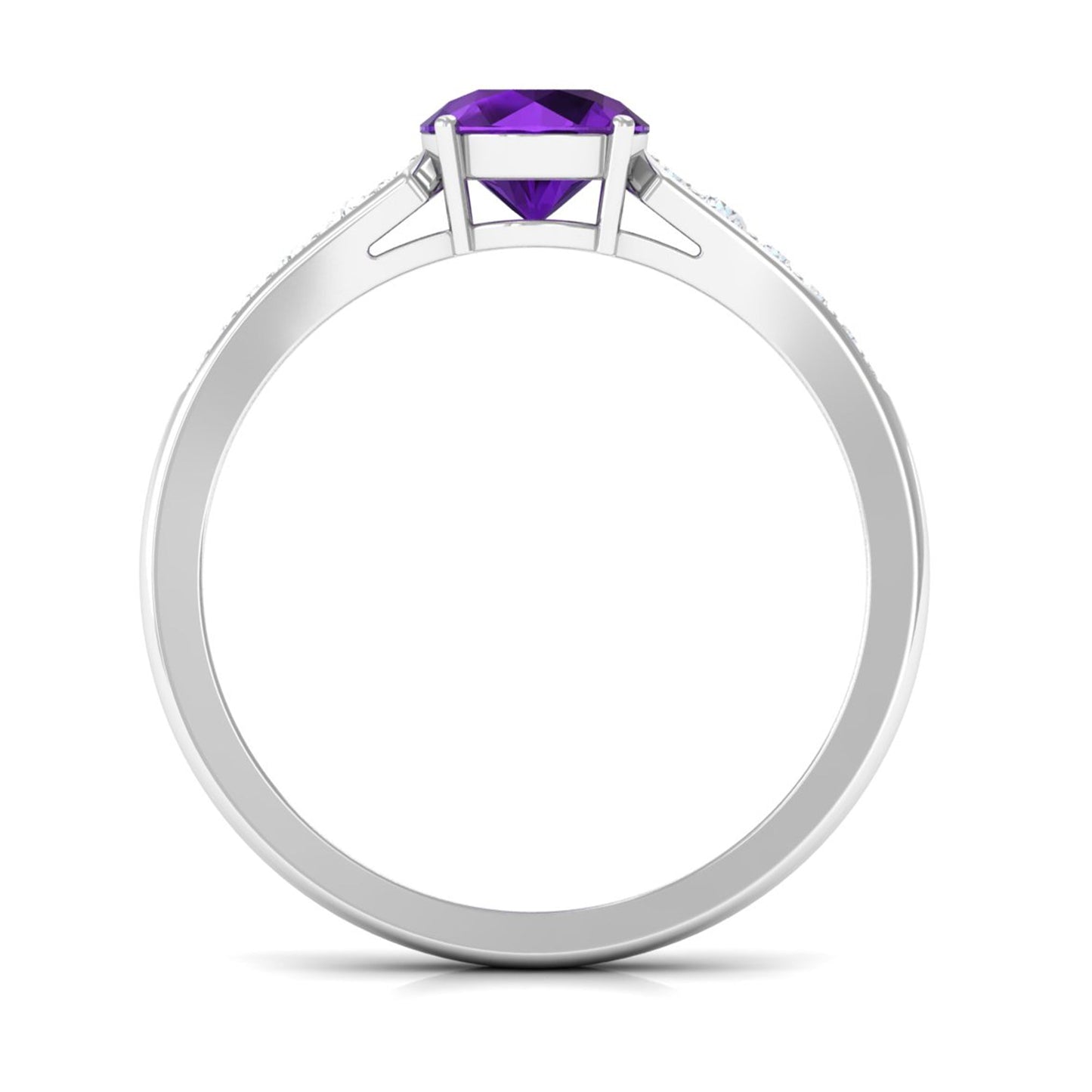 Natural 1.2 Carat Amethyst Engagement Ring with Diamond for Women