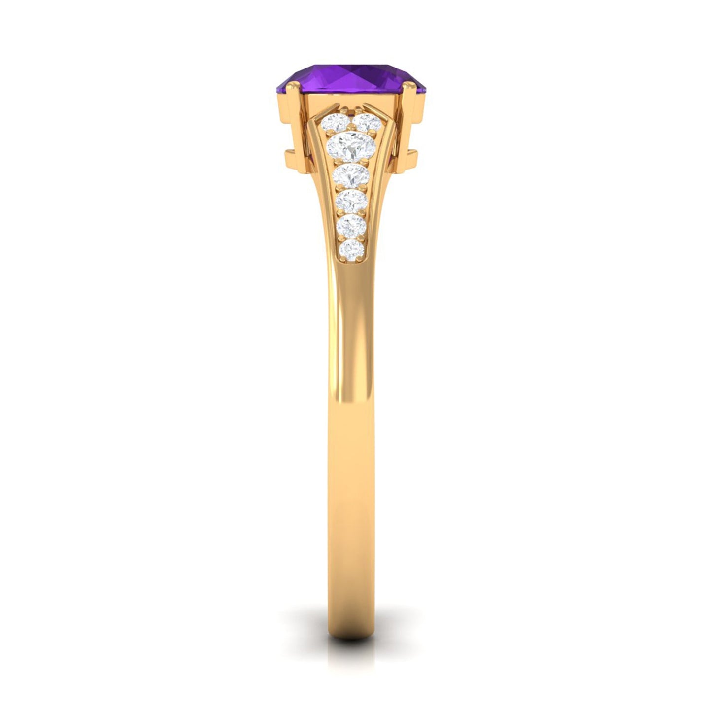 Natural 1.2 Carat Amethyst Engagement Ring with Diamond for Women