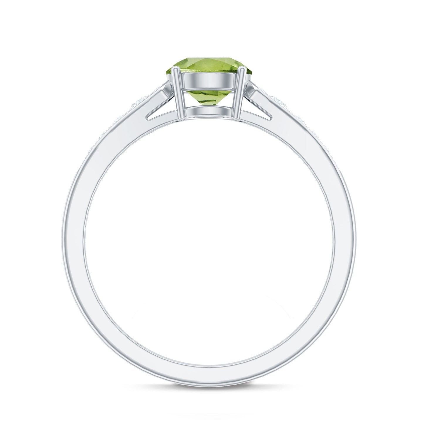 Natural Solitaire 2 Carat Peridot Engagement Ring with Diamond