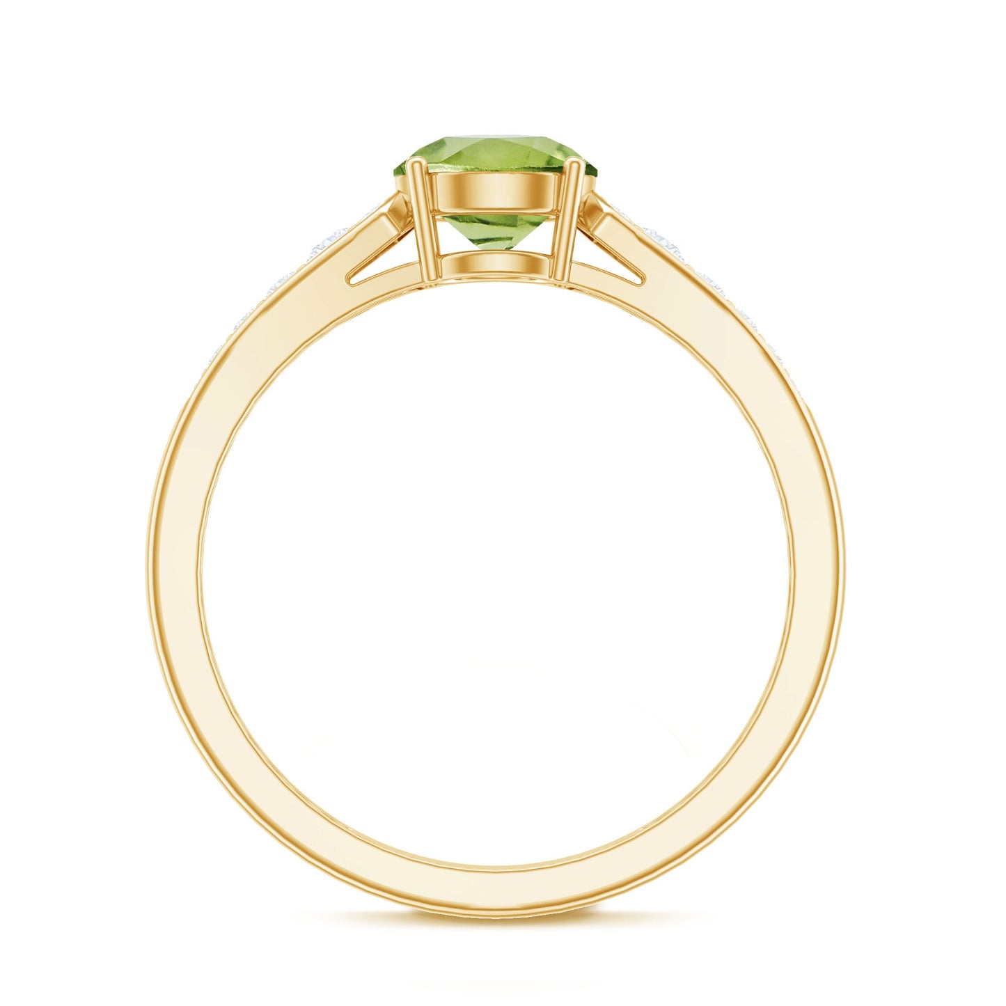 Natural Solitaire 2 Carat Peridot Engagement Ring with Diamond