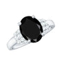 4.2 Carat Lab Grown Black Diamond Oval Engagement Ring with White Diamond
