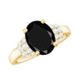 4.2 Carat Lab Grown Black Diamond Oval Engagement Ring with White Diamond