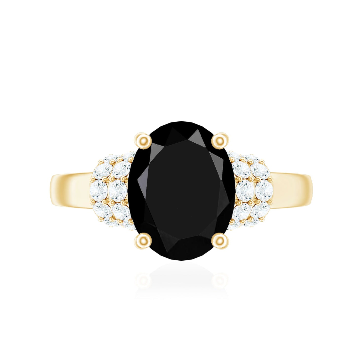 4.2 Carat Lab Grown Black Diamond Oval Engagement Ring with White Diamond