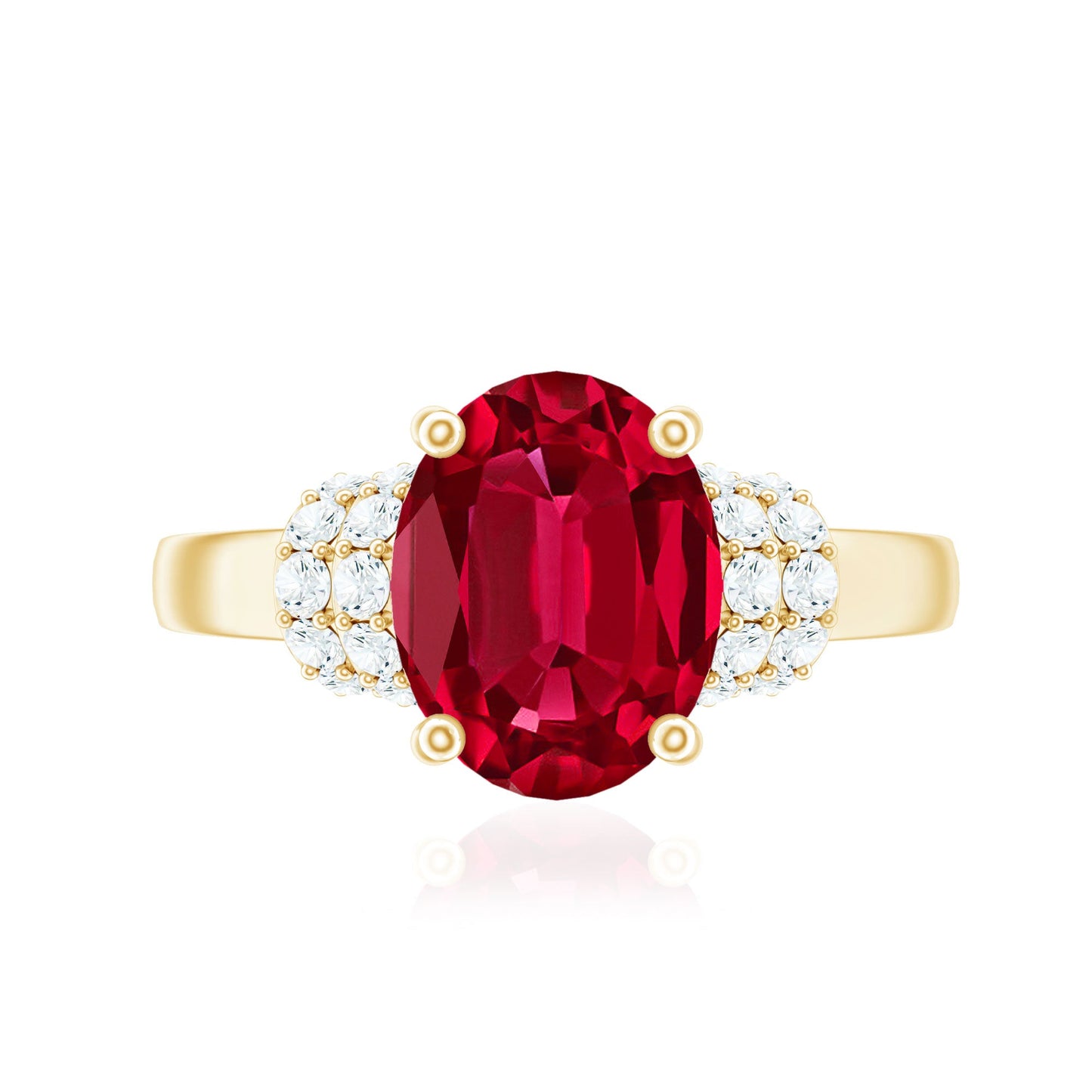 4 Carat Lab Created Ruby Oval Engagement Ring with Diamonds
