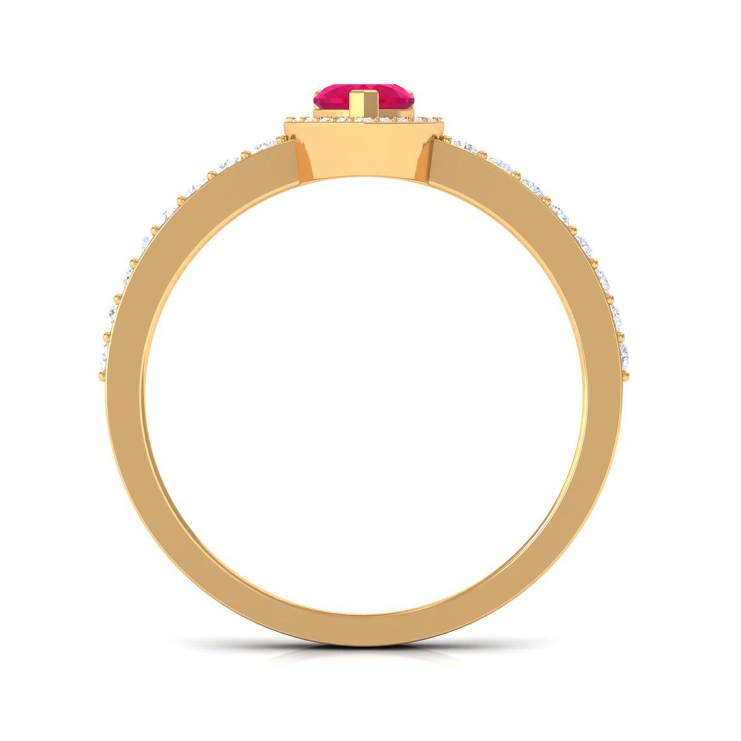 Genuine Ruby Heart Promise Ring with Diamond Halo
