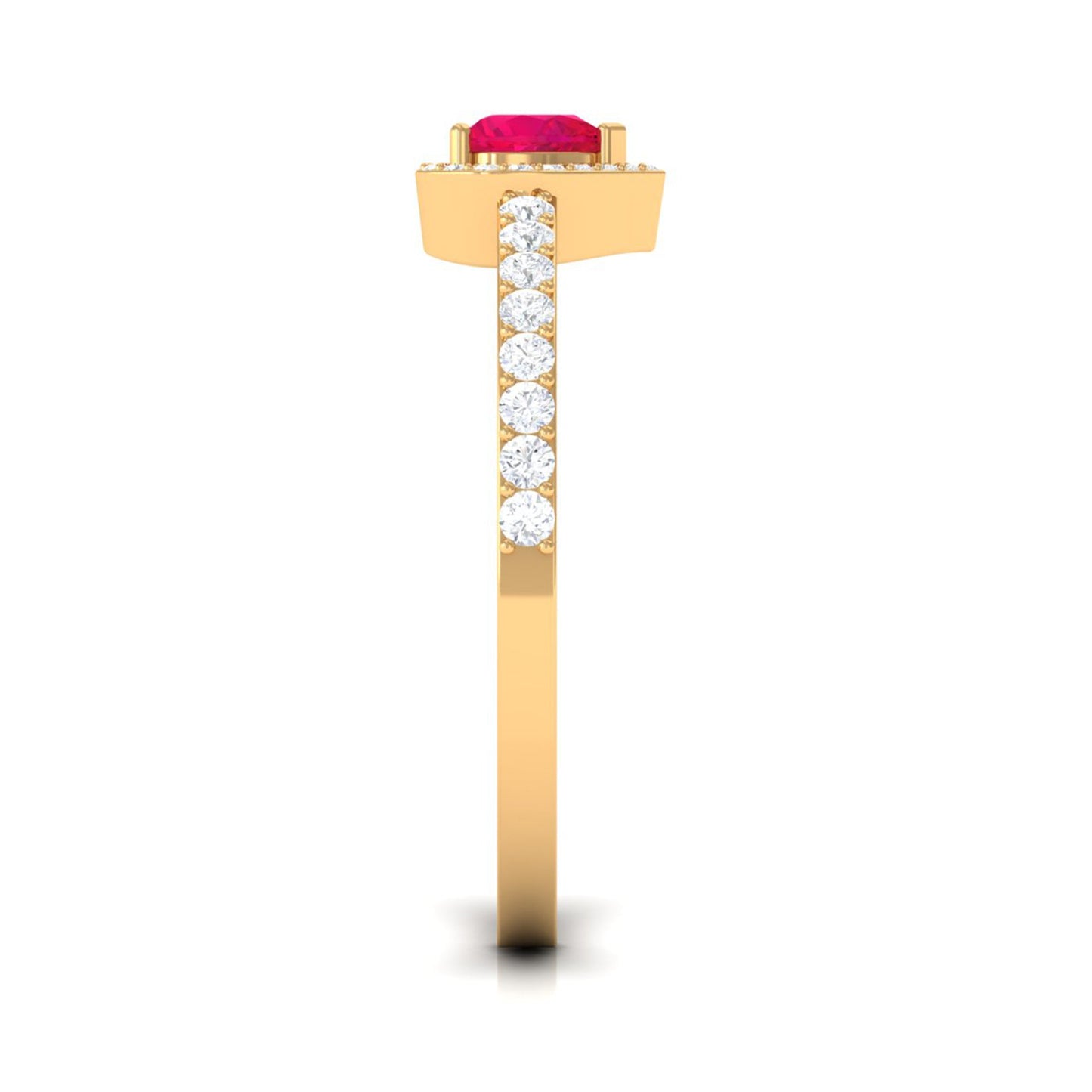 Genuine Ruby Heart Promise Ring with Diamond Halo