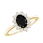 1.9 Carat Lab Grown Black Diamond Oval Engagement Ring with White Diamond Halo