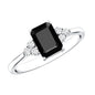1.6 Carat Lab Grown Black Diamond Emerald Cut Engagement Ring with White Diamond