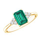 Certified 1.6 Carat Lab Grown Emerald Cut Emerald Engagement Ring with Diamond Trio