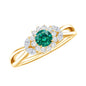 Certified Lab Grown Emerald Diamond Flower Engagement Ring with Split Shank