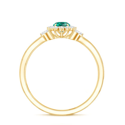 Certified Lab Grown Emerald Diamond Flower Engagement Ring with Split Shank
