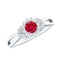 Certified Lab Grown Ruby Diamond Flower Engagement Ring for Women