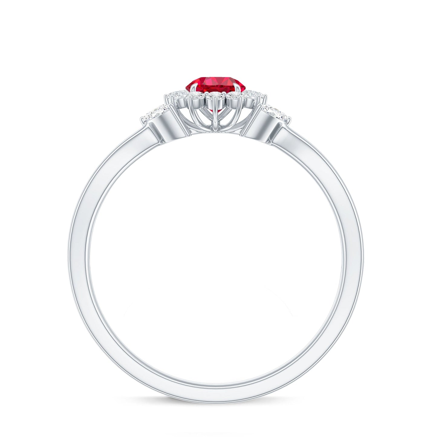 Certified Lab Grown Ruby Diamond Flower Engagement Ring for Women