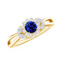 Nature Inspired 0.6 Carat Lab Grown Blue Sapphire Engagement Ring with Diamond