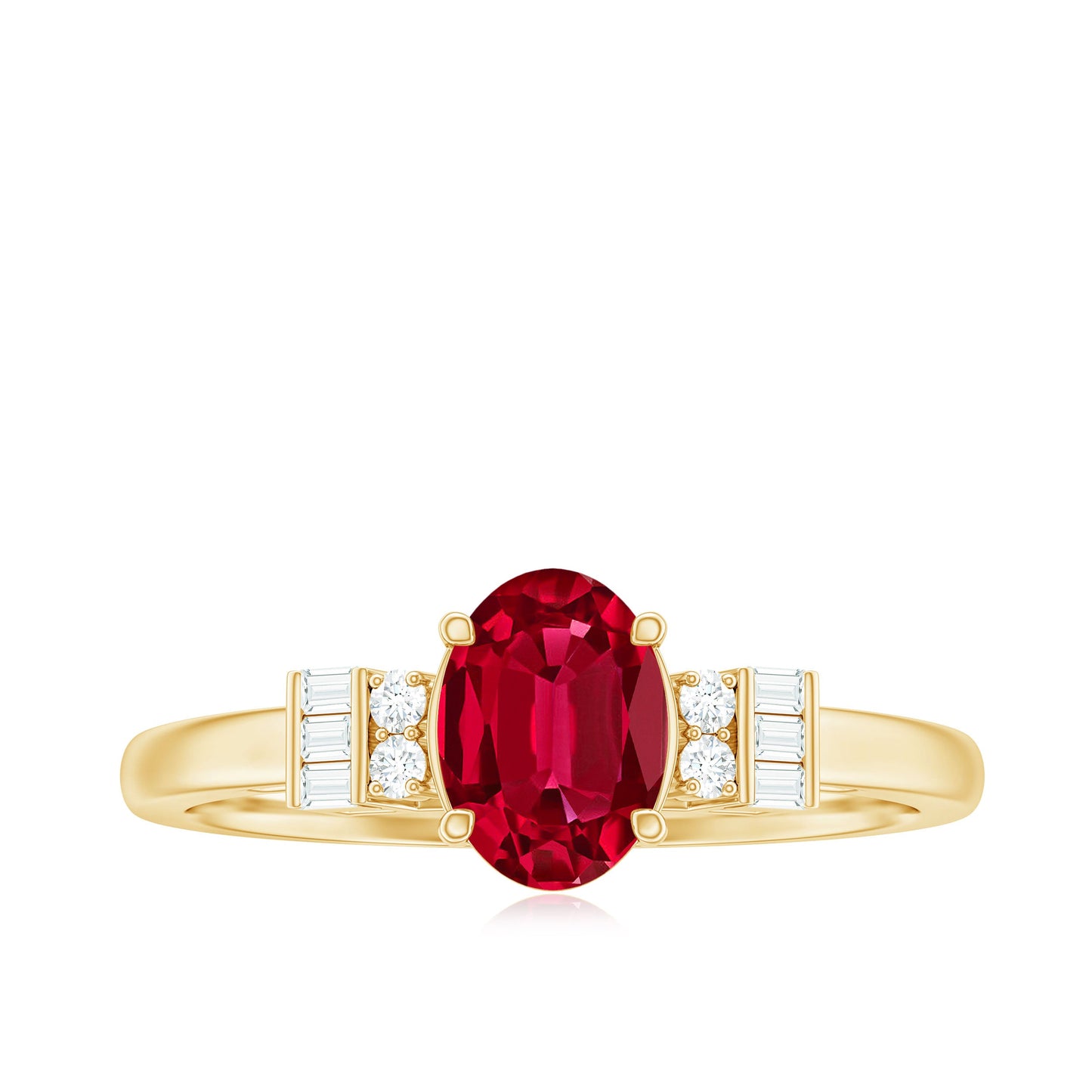Classic Lab Grown Ruby Engagement Ring with Diamond Stones