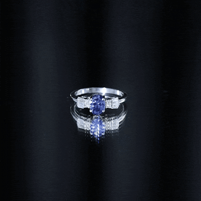 Certified 1 Carat Lab Grown Blue Sapphire Oval Engagement Ring with Diamond