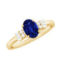 Certified 1 Carat Lab Grown Blue Sapphire Oval Engagement Ring with Diamond