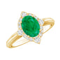 Vintage Looking Emerald Oval Engagement Ring with Diamond Halo
