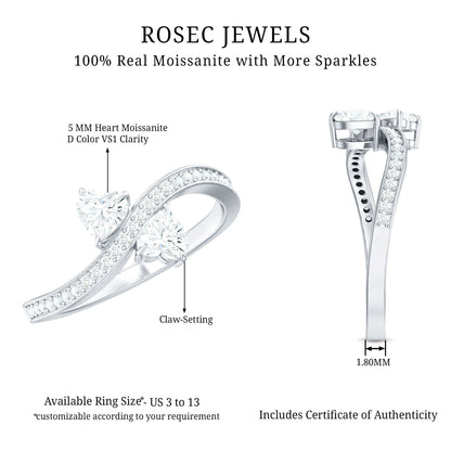 Moissanite Two Stone Pre Engagement Ring