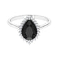 Certified 4.8 Carat Lab Grown Black Diamond Pear Shaped Engagement Ring with White Diamond Halo