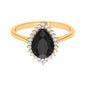 Certified 4.8 Carat Lab Grown Black Diamond Pear Shaped Engagement Ring with White Diamond Halo