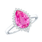 Pear Created Pink Sapphire Cocktail Halo Ring with Diamond