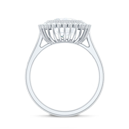 Certified Moissanite Cushion Cut Engagement Ring with Beaded Detail