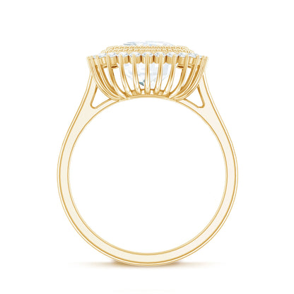Certified Moissanite Cushion Cut Engagement Ring with Beaded Detail