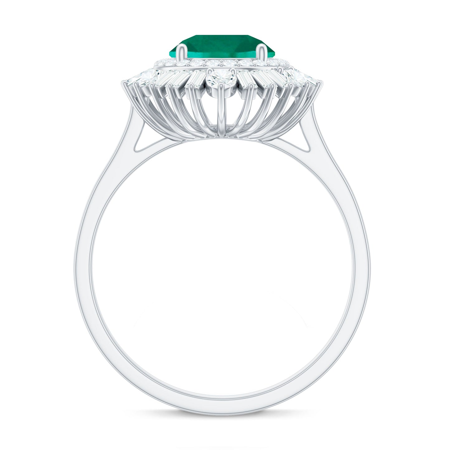 Certified 2 Carat Lab Grown Emerald Cocktail Ring with Double Halo