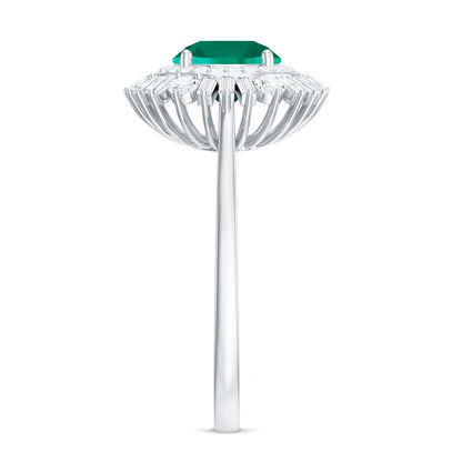 Certified 2 Carat Lab Grown Emerald Cocktail Ring with Double Halo