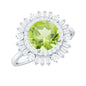Certified Real 2 Carat Peridot Engagement Ring with Moissanite Double Halo