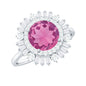 1.2 Carat Round Pink Tourmaline Cocktail Ring with Moissanite Double Halo