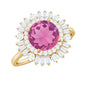1.2 Carat Round Pink Tourmaline Cocktail Ring with Moissanite Double Halo