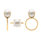Real 11 Carat Freshwater Pearl Solitaire Engagement Ring with Diamond