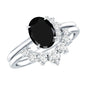 Created Black Diamond Oval Engagement Ring Set with Diamond