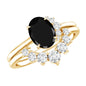 Created Black Diamond Oval Engagement Ring Set with Diamond