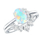 Real Ethiopian Opal Diamond Oval Engagement Ring and Wedding Band Set