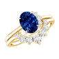 Certified 1.5 Carat Lab Grown Blue Sapphire Diamond Oval Engagement Ring with Enhancer