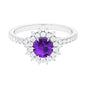 Certified Natural 1.2 Carat Amethyst Engagement Ring with Moissanite Halo