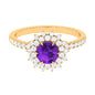 Certified Natural 1.2 Carat Amethyst Engagement Ring with Moissanite Halo