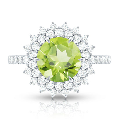 Certified Real 2 Carat Peridot Statement Engagement Ring
