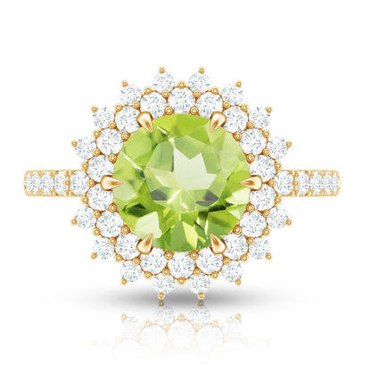 Certified Real 2 Carat Peridot Statement Engagement Ring