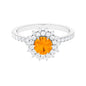 Round Fire Opal Statement Engagement Ring with Moissanite